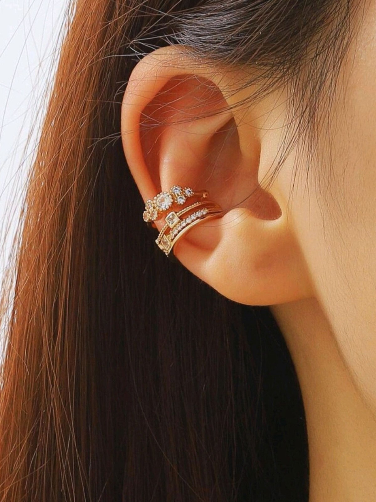 2pcs 14K Gold No-Piercing Ear Cuff Wrap Women’s Birthday Gift