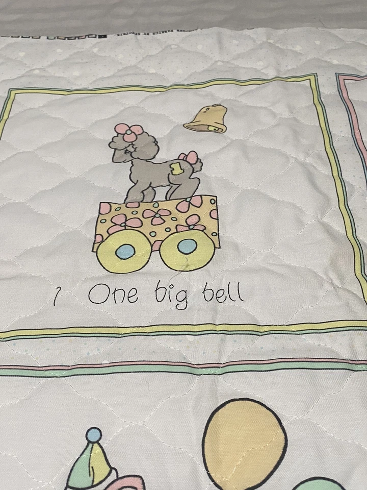 80’s My First Precious Moments Quilt Fabric Panel Pastel Pink Blue Yellow 123 - Image 4 of 4