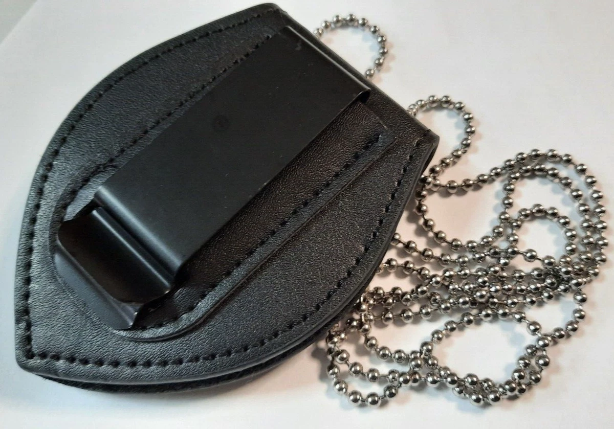 BADGE HOLDER mit Gürtel-Clip + Kette für Police Abzeichen USA Marke belt + neck