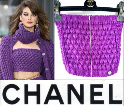 5K New Chanel 2022 Jennie Purple Sweater Crop Top 34 36 38 2 4 6