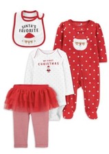Carter  s Child Of Mine Baby Girl Outfit Tutu Sleeper Bodysuit 0-3 Months Santa