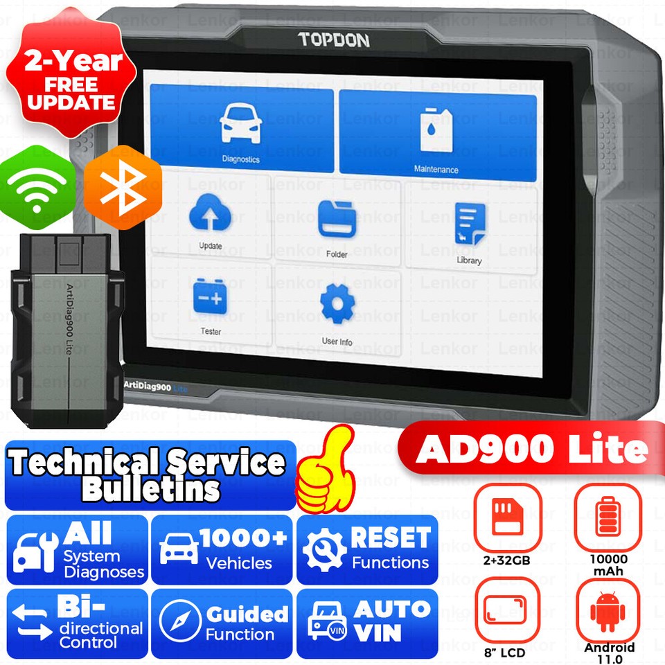 Scanner Diagnostic Auto TOPDON AD900 Lite - Écran 7" - Bluetooth OBD2 - Tout Système - Neuf