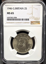 1946 Great Britain 2 Shillings NGC MS65