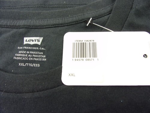 LEVIS T-Shirt Adult Black or Blue Spell Out Logo Cotton Short Sleeve Choose Size - Picture 10 of 10