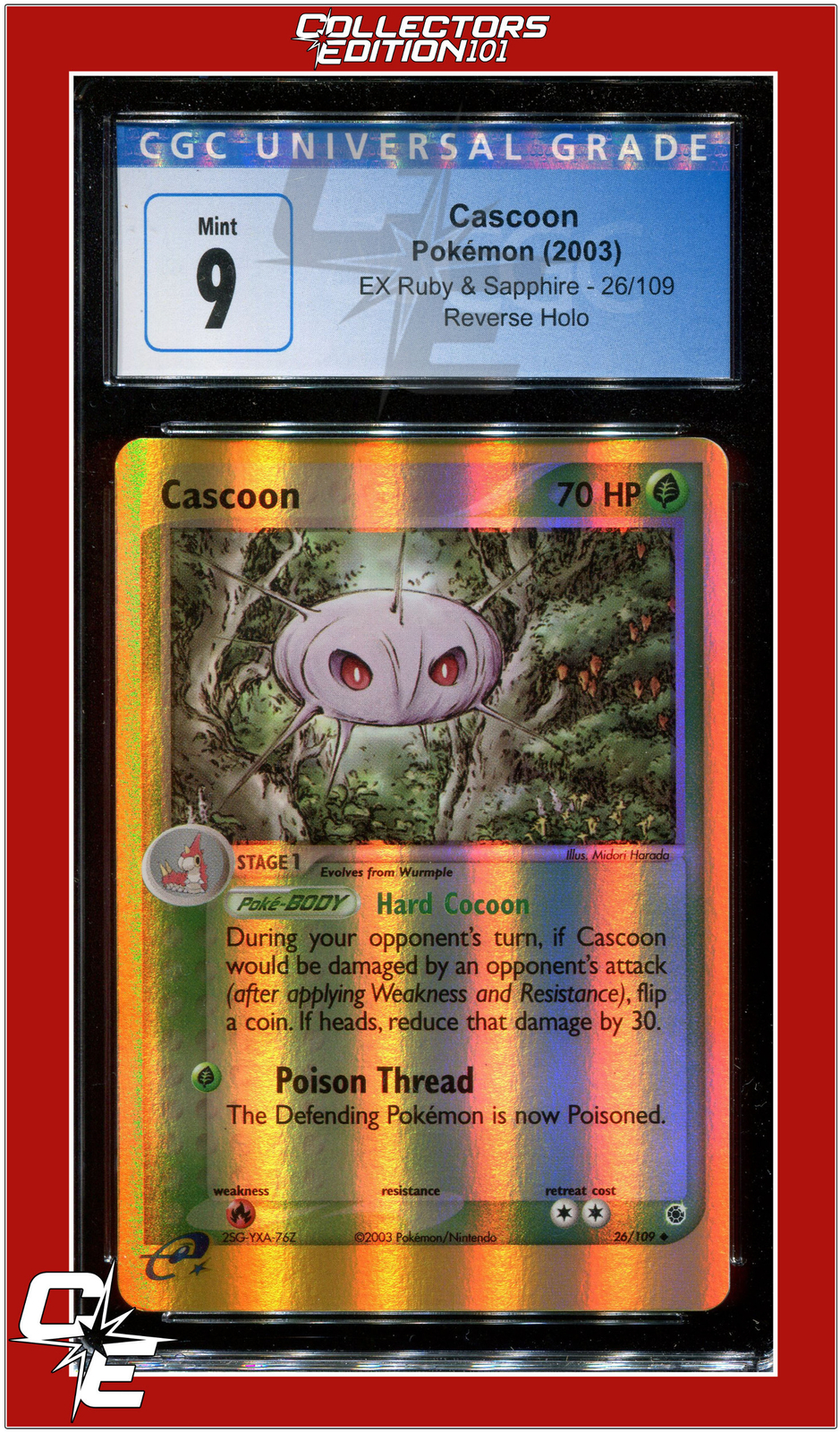 EX Ruby & Sapphire 26 Cascoon Reverse Holo CGC 9