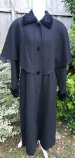 Vtg Donnybrook Black Velvet Embroidery Edwardian Princess Steampunk Wool Coat 14