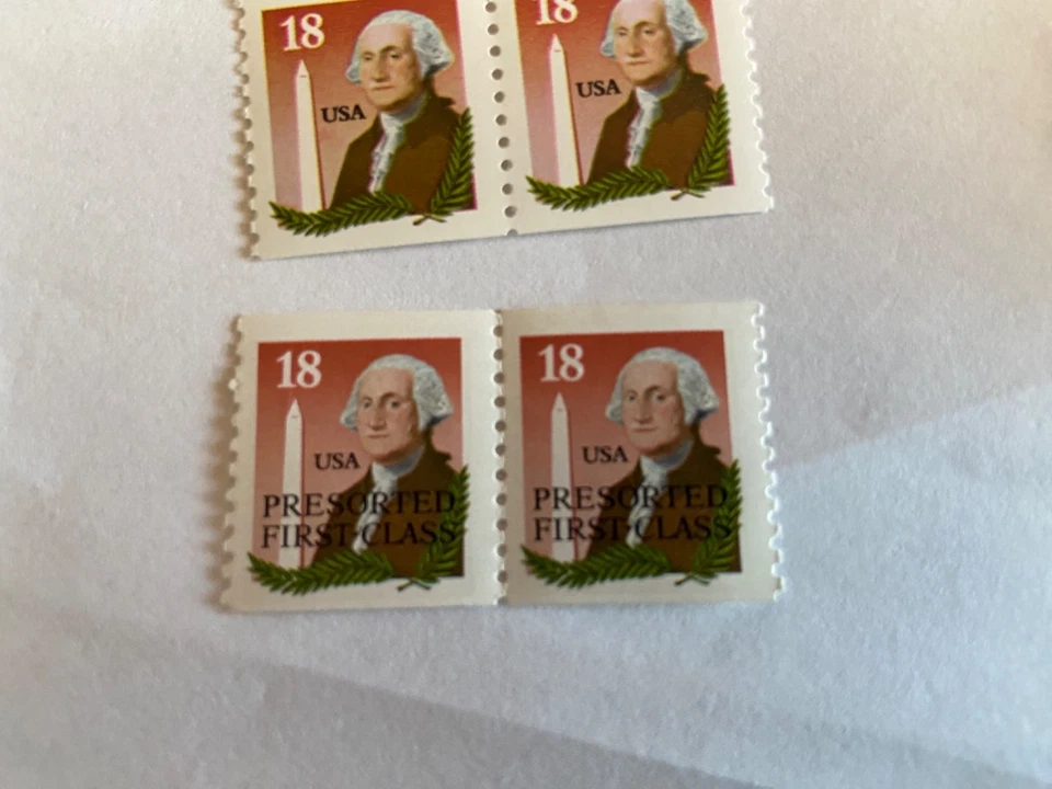 US Stamp 18 Cent SC# 2149 And 2149a Coil Strip of 2  George Washington MNH - Image 2 of 4