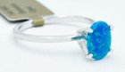 GENUINE 0.98 Cts BLUE OPAL RING 10K WHITE GOLD - Made in USA - FREE APPRAISAL — photo 3