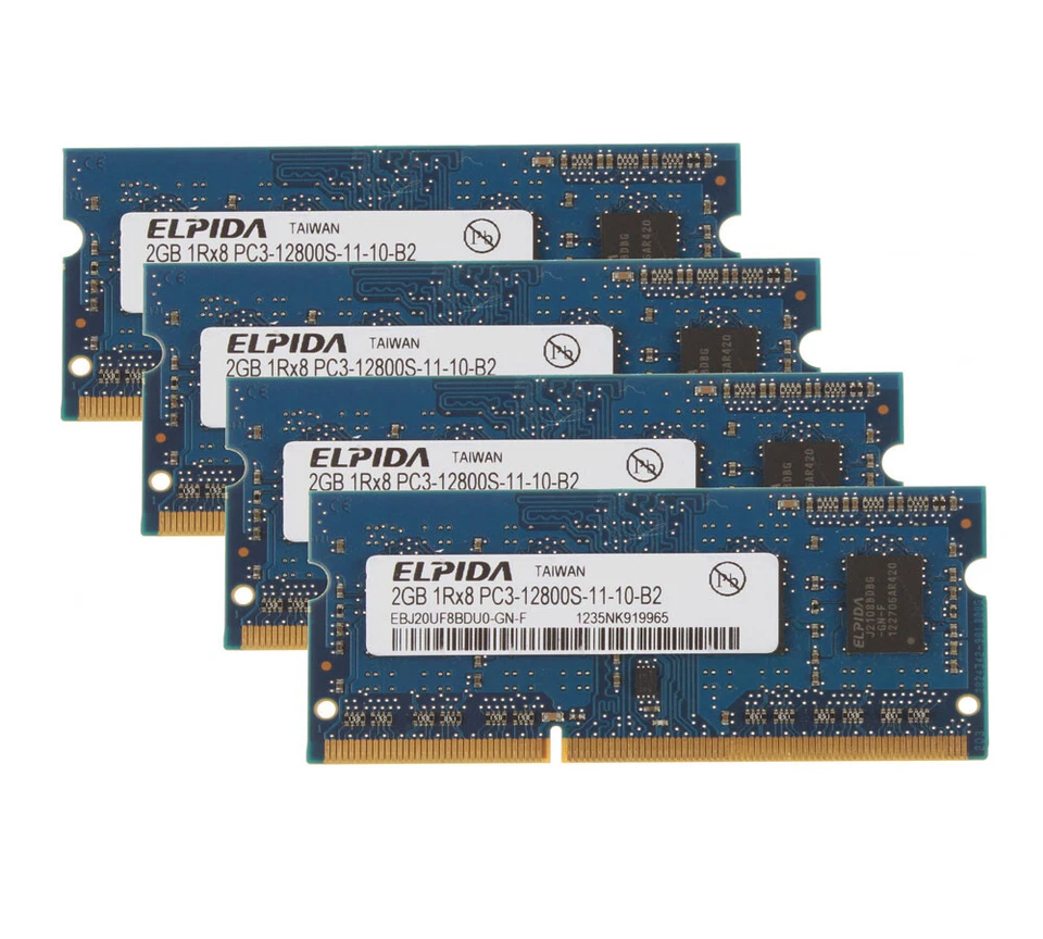 10pcs Elpida 2GB 1RX8 DDR3 1600MHz PC3-12800S 204PIN SO-DIMM Laptop Memory RAM - Image 2 of 4