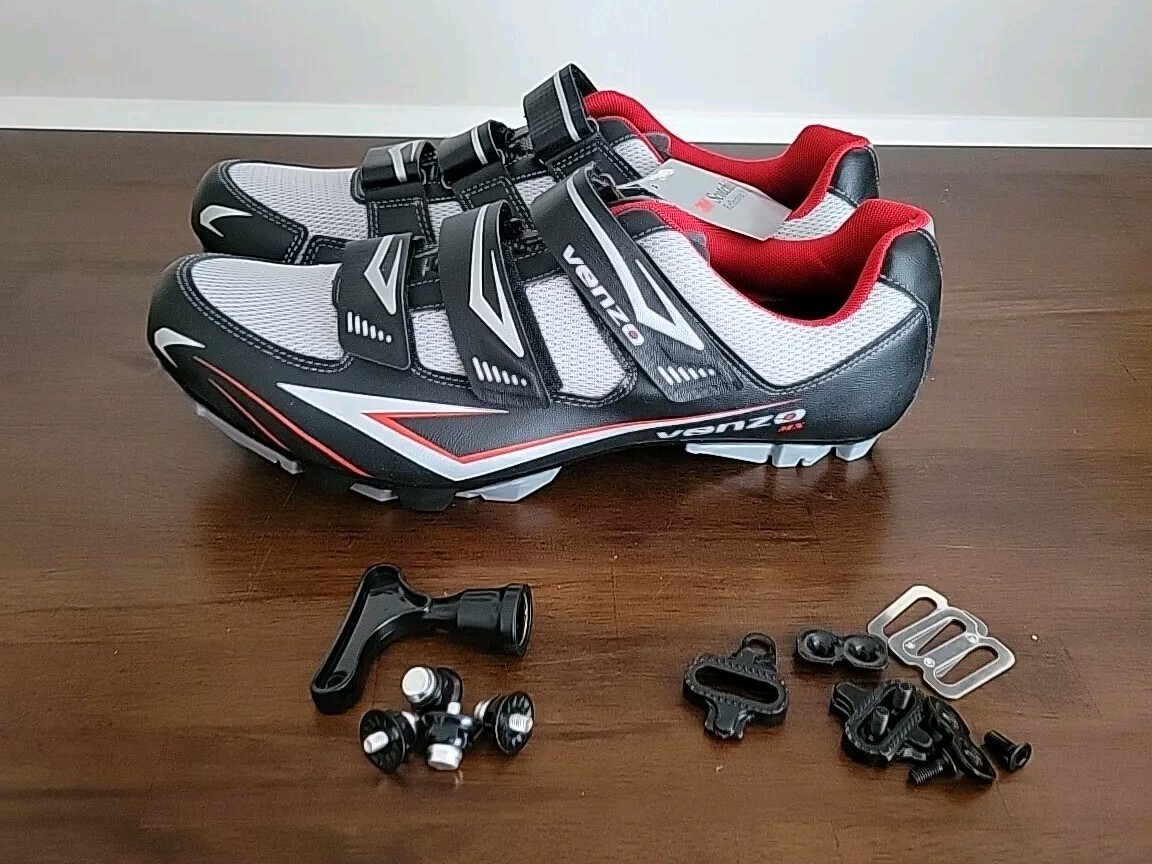 Venzo MX Men 12 Cycling Shoes Black Red Silver Bicycling Shoe SH