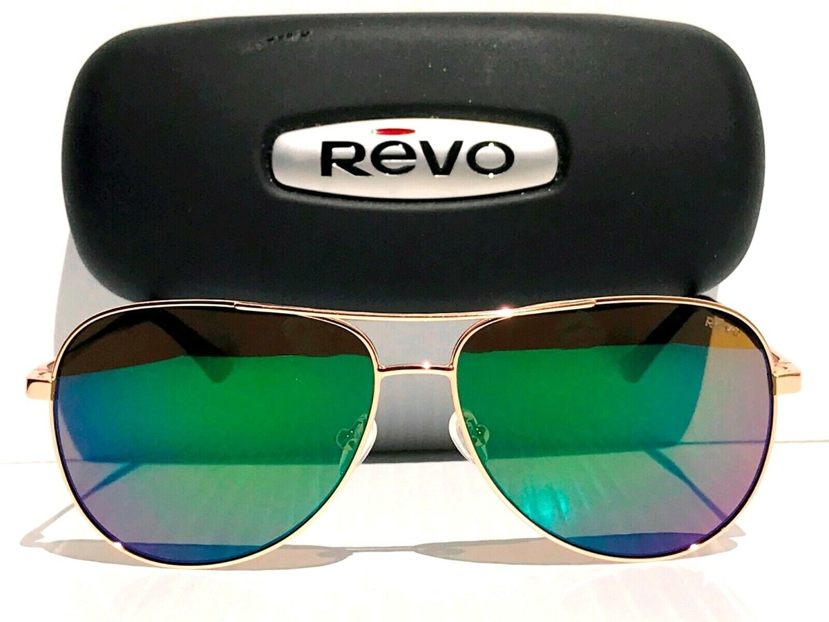 NEW REVO RELAY Shiny Gold POLARIZED Green Lens Sunglass RE 1014 04 GN