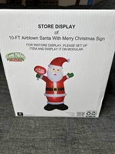 Holiday Time 10ft Giant Santa With Merry Christmas Sign Airblown Inflatable New
