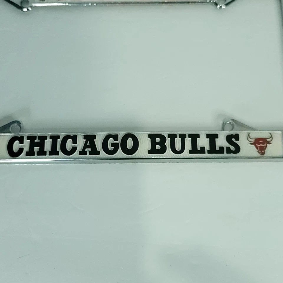 Chicago Bulls Chrome License Plate Frame All Over Tag Cover Car Metal Silver - Image 3 of 4