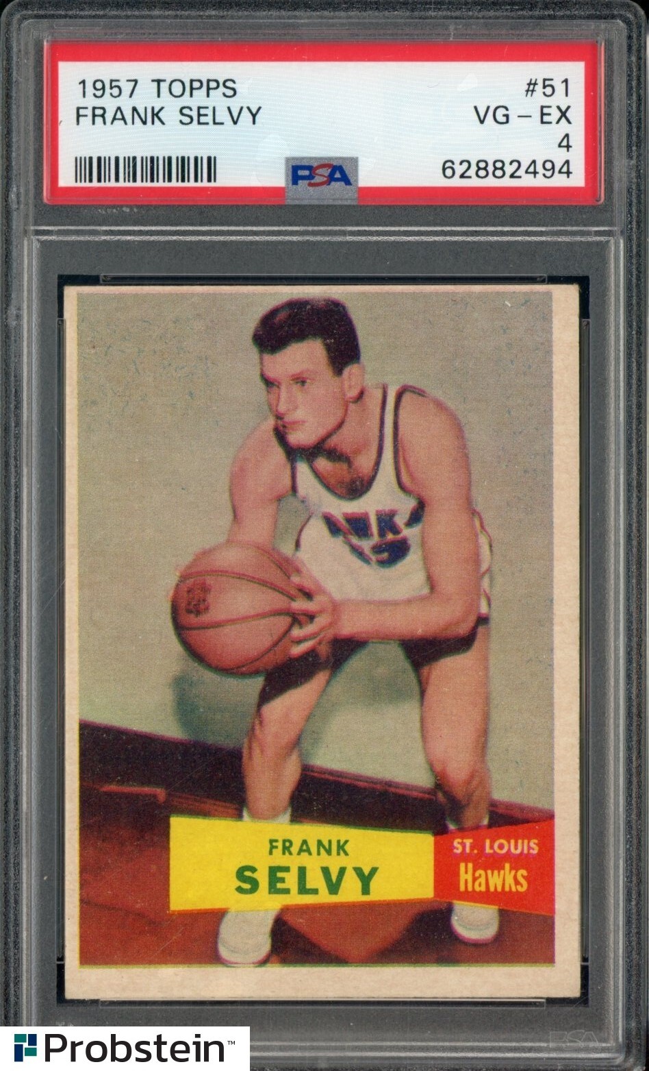 1957-58 Topps Basketball #51 Frank Selvy RC St Louis Hawks PSA 4 VG-EX