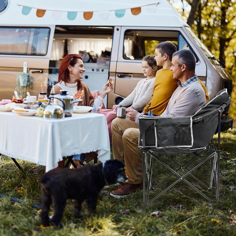 XL Padded Folding Chair, 500 lbs Capacity, Cup Holder, Camping & Patio