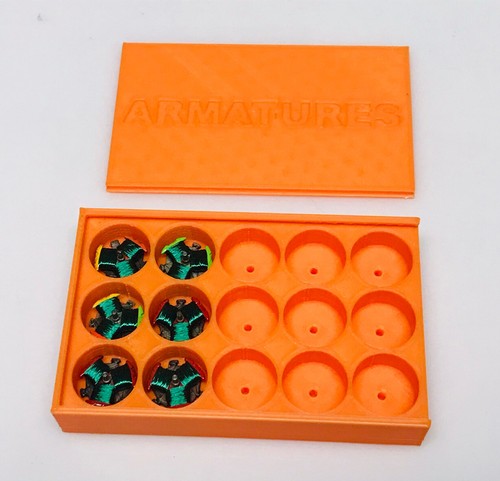SCS Hobbies 3D HO Slot Car Pancake Armature Storage Case Fray Tjet Afx Orange - Picture 2 of 3
