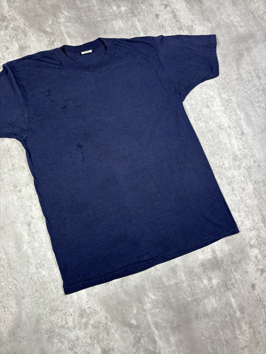 Vintage 70s 80s Navy Blue Graphid T-Shirt size S | eBay