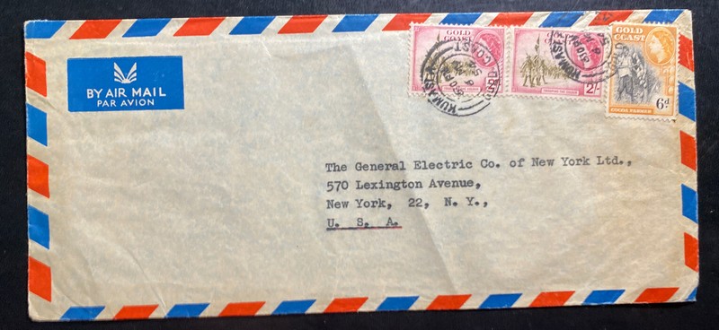 1954 Kumasi Gold Coast Airmail Cover to General Electric New York USA