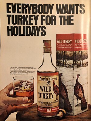 Vintage 1975 Wild Turkey Bourbon original color ad A043