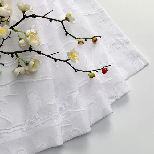 Anji White Sheer Curtains 54 Inches Long 2 Panels Set for Living Room, Light Fil - Picture 5 of 12