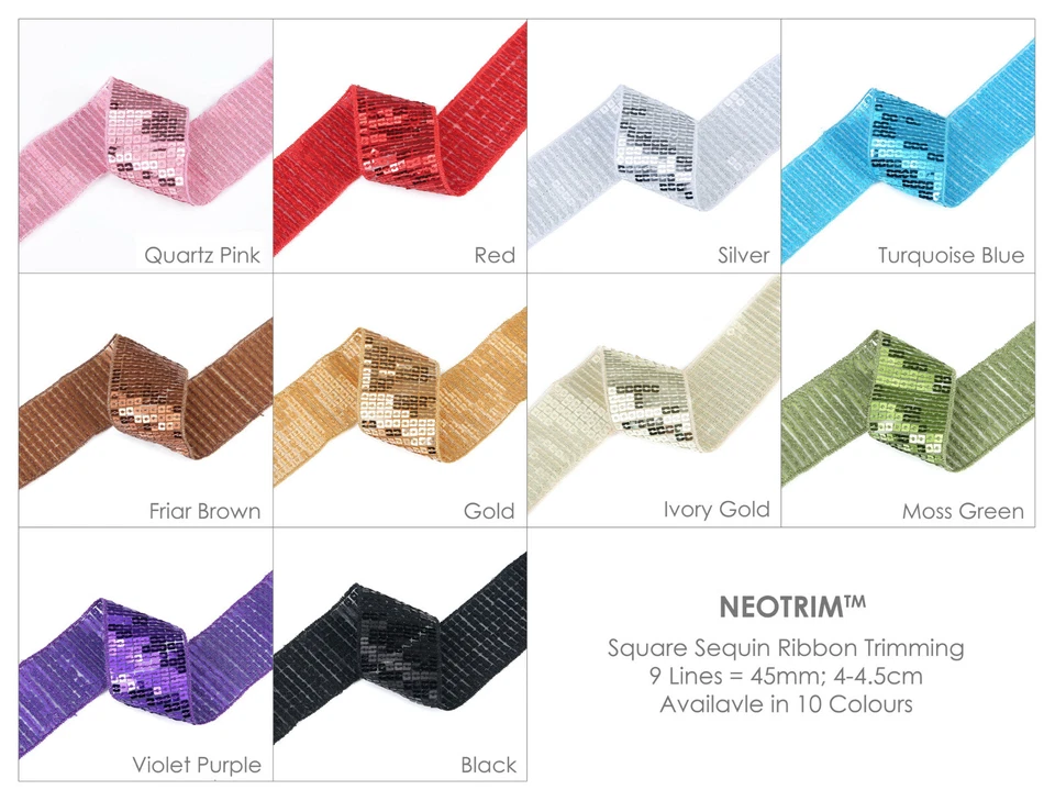 Square Sequin Ribbon Trimming Mesh Lace Decoration Border Trim Costume,Neotrims - Image 4 of 4