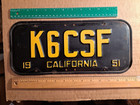 License Plate, California, 1951, Ham Radio Operator, K6CSF
