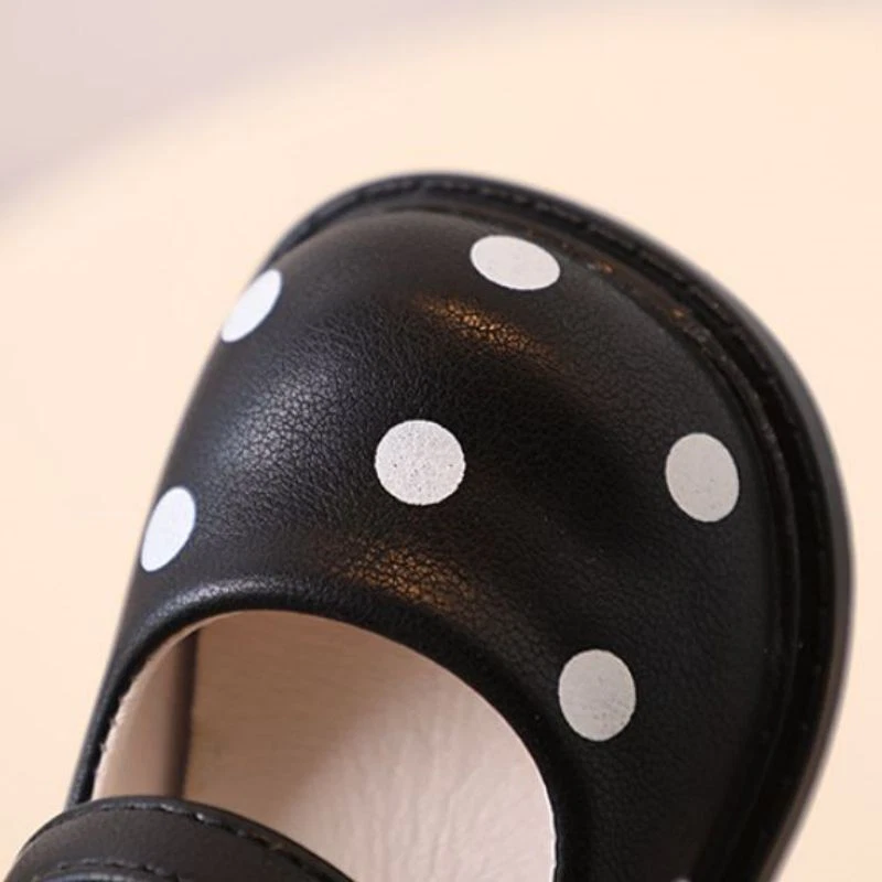 Girls Baby Newborn Bow Party Dot Dress Leather Shoes Toddlers Soft School Flats - Image 3 of 4