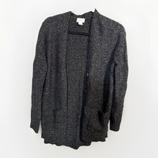 Old Navy Black Gray Size S Button Mid Length Cardigan Sweater Cotton Nylon Wool