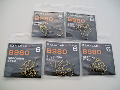 50 x Kamasan B980 Stachelholz mit Augen. Größe 6 Haken. Starker Haken für große Köder & große Fische