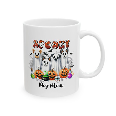Halloween Dog Mom Mug Cute Ghost Dogs Pumpkin Fall Autumn Dog Lover Coffee Cup