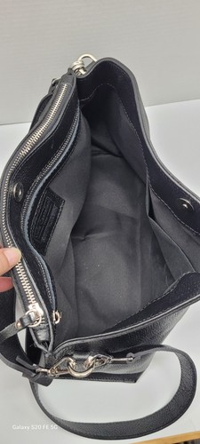 Viola Castellani Italian Pebbled Leather Black Shoulder/Tote/Crossbody Bag - Picture 7 of 12