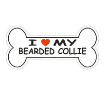 12" love my bearded collie dog bone bumper sticker decal usa made