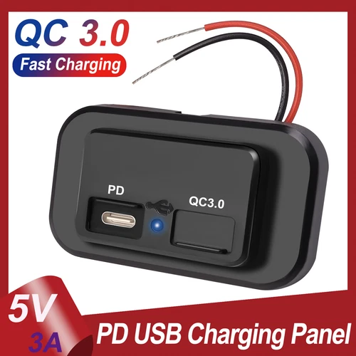 Auto 12V USB Typ-c 3,1A Ladegerät Buchse Licht Einbau Steckdose für KFZ Motorrad