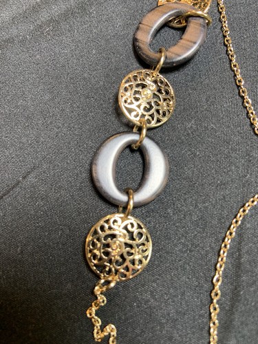 Neuer Modeschmuck von Neu mit Etikett, goldfarbene und schwarze Kreise mit Kette - Bild 3 von 6