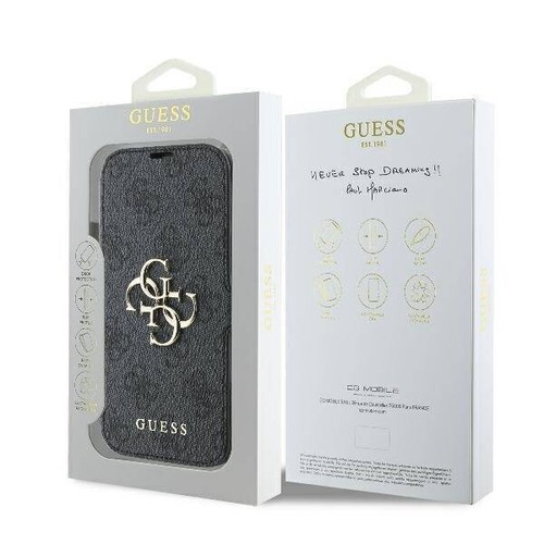 Genuine Guess Book Case 4G Metal Logo Impact for iPhone 16 Pro Grey - Picture 8 of 8