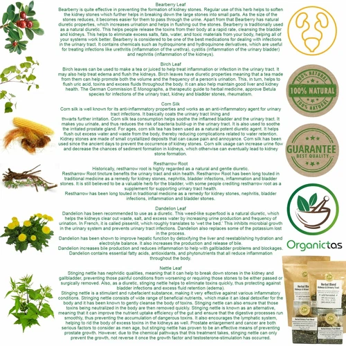 Kidney Tea 6 Herbs Stone Breaker, Urinary Tract Health, Diuretic, Bladder, UTI