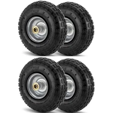 4Pcs 10" Pneumatic Rubber Tire Wheels 4.10/3.50-4" Wheelbarrow Lawn Mower Tires