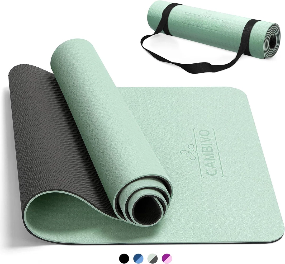 CAMBIVO Yoga Mat for Women Men Kids, 1/3 & 72*24*0.24 inch, Mint