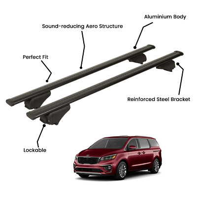 2 Pcs Black Roof Rack Cross Bars For KIA SEDONA MPV 2014-2021