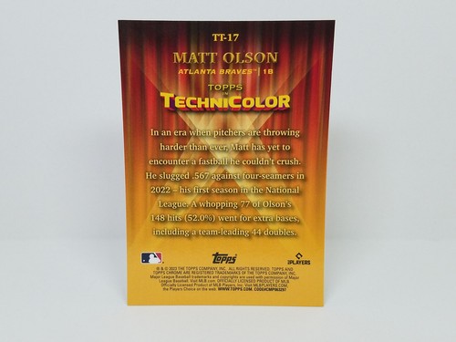 2023 Chrome #TT-17 Matt Olson - Topps Technicolor Red Parallel Logofractor (2/5) - Picture 2 of 4