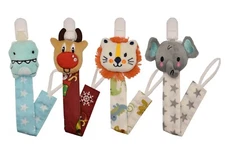 Cartoon Pacifier Binky Clip Holder Leash for Baby Boy Gril Newborn Toddler 4pack