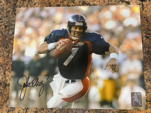 John Elway signed 8x10 photo hologram