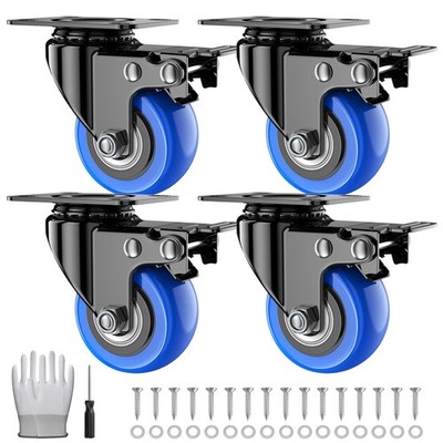 2 Inch Swivel Casters Set of 4, Locking Caster Wheels Heavy Duty,Blue