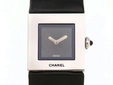Chanel Matelassé H0116 Stainless Steel / Leather 19.0mm Black Dial Quartz #DW997