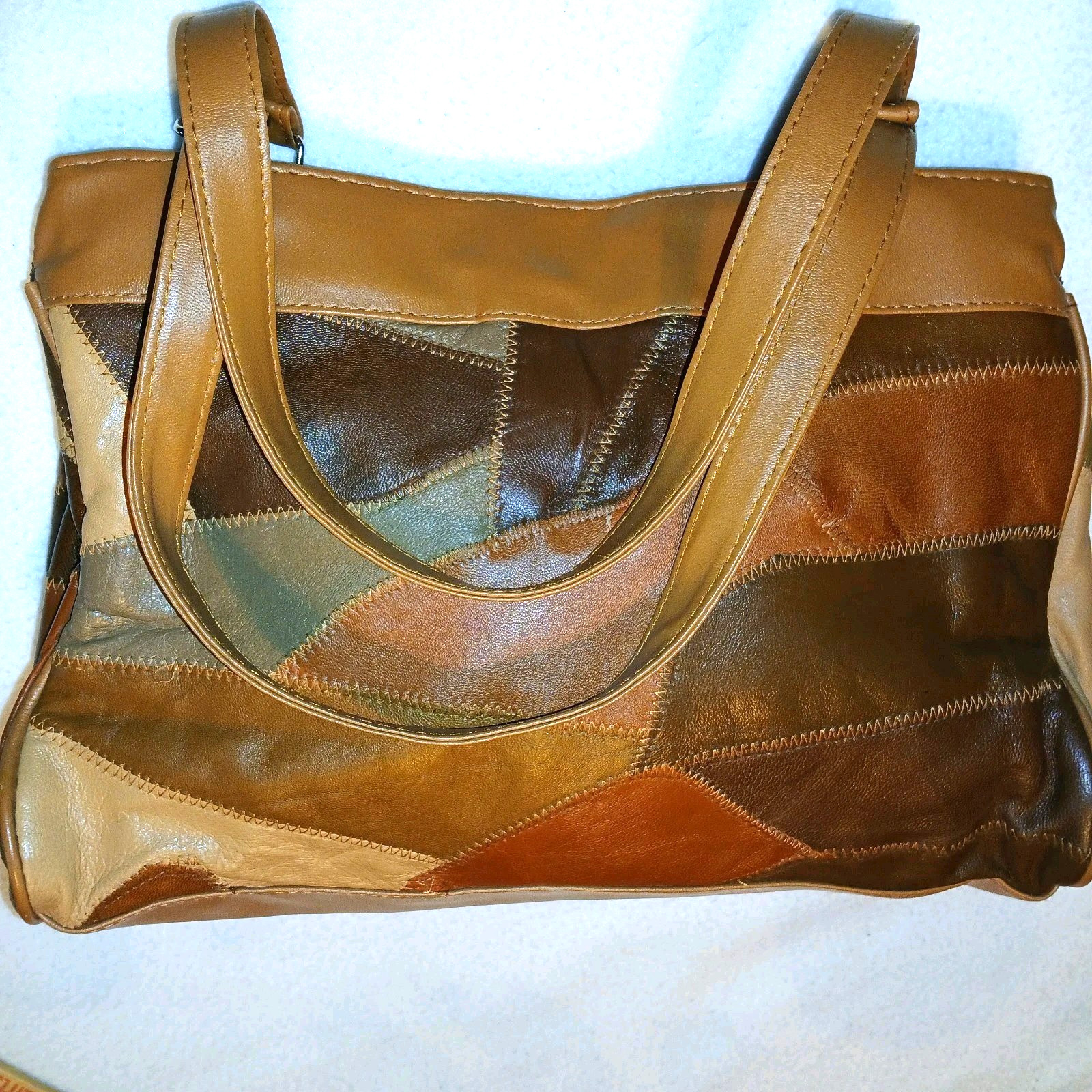 Patchwork Leather Handbag Purse Shoulder Bag Coin… - image 18