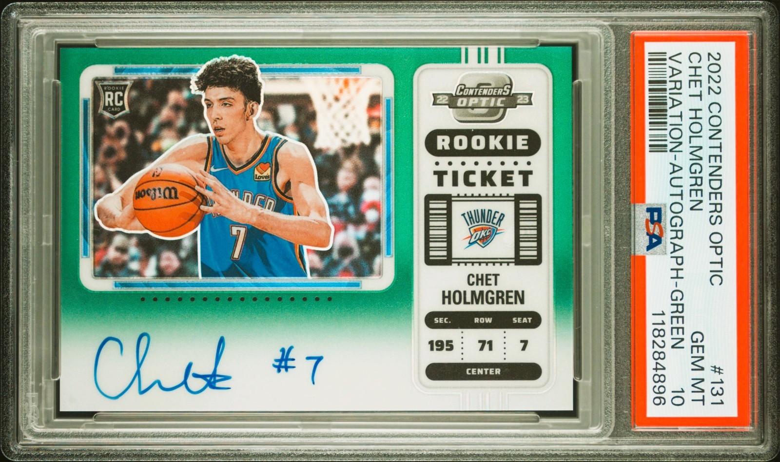 2022 Panini Contenders Optic Chet Holmgren Green Rookie Card RC Auto /75 PSA 10