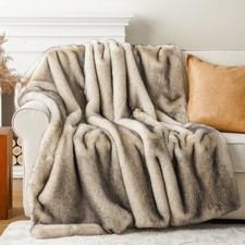 Luxury Fluffy Faux Fur Throw Blanket, Cozy Soft Warm Fur Blanket for Couch, S...