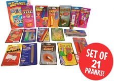 JUMBO PRACTICAL JOKE SET 21 Pranks Kit Squirt Pen Ring Fart Cushion Bang Gum Toy