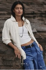 Free People Sweet Nothings Jacket Linen/Cotton Ivory Med. NWT