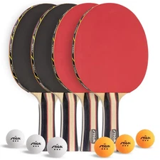 Performance 4 Player Ping Pong Paddle Set of 4 – Table Tennis Rackets, 6 – 3 ...